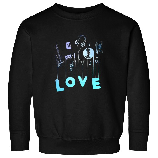 Funny Guitar Cute Musical Notes Guitar Vinyl Music Lover Sweatshirts