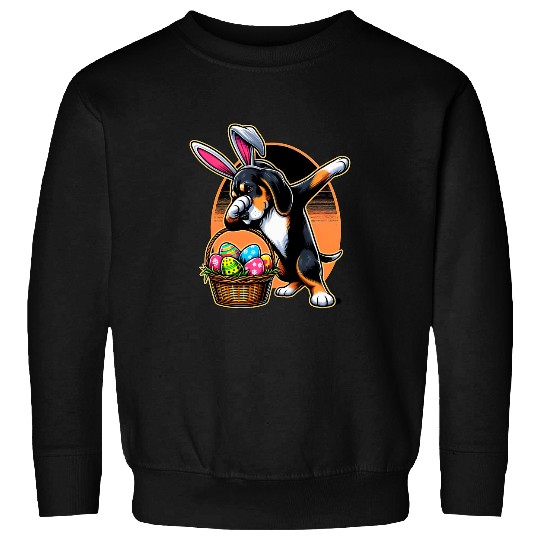Coonhound Pet Dabbings Easter Bunny Black And Tan Coonhound Sweatshirts