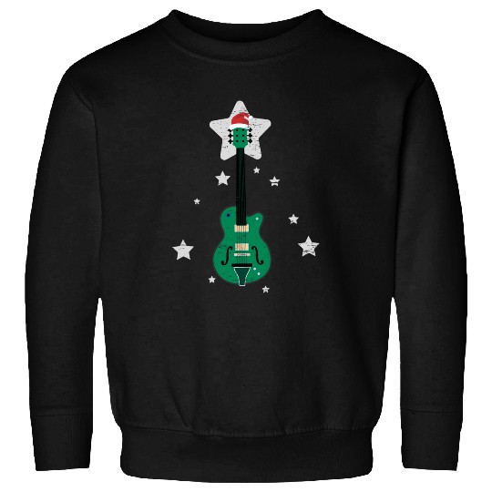 Funny Guitar Santas Hat Guitarist Band Christmas Season Holidays Sweatshirts