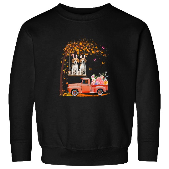 Beagle Pet Lover Bunny Truck Eggs Tree Dog Rabbit Easter Day Sweatshirts