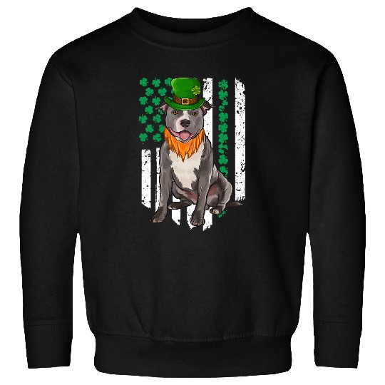 Bull Terrier Pet Stafford Bull Terrier St Patricks Day Irish American Flag Sweatshirts