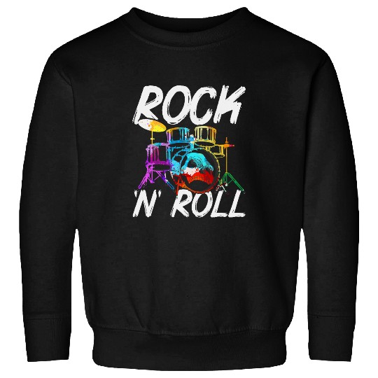Funny Drummer Heavy Metal Drummer Skull Skeletons Musical Instrument Sweatshirts