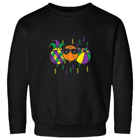 Funny Basketball Mardi Gras Basketball Funny Sports Boys Kids Toddlers Men Sweatshirts