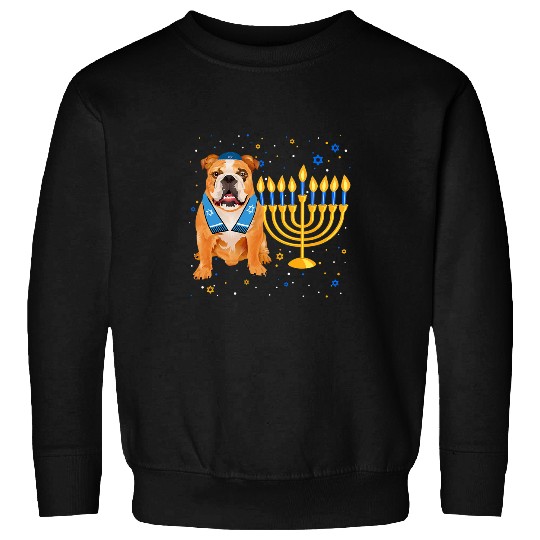 English Bulldog Pet Funny Jewish English Bulldog Menorah Happy Hanukkah Chanukah532 Sweatshirts