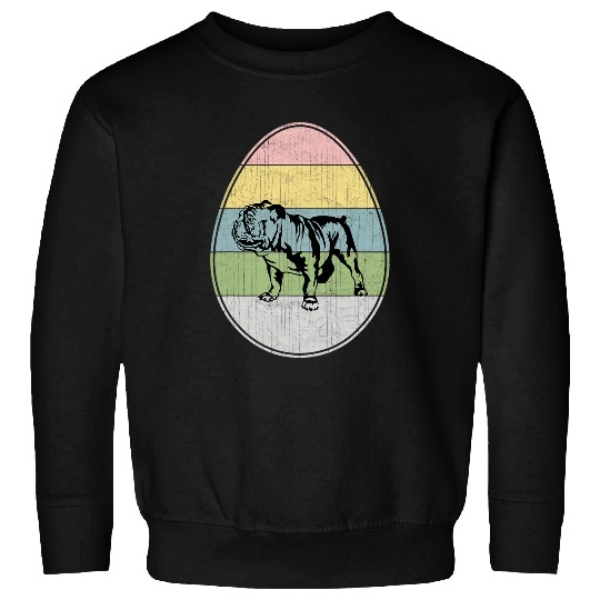 English Bulldog Pet Happy Easter Egg English Bulldog Graphic Funny Easter Day Sweatshirts