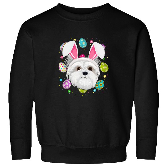 Maltese Pet Easter Egg Lover Bunny Ear Maltese Dog Face Easter Sunday Sweatshirts