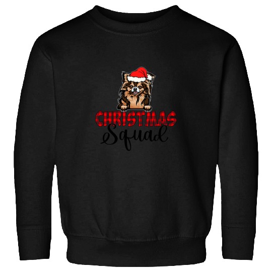 Chihuahua Pet Red Chihuahua buffalo plaids Dog Santa Hat Chritmas Squad Sweatshirts