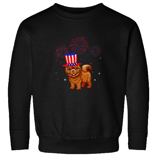 Chow Chow Pet Red White Blue Fireworks Decor 4th Of July 319 Sweatshirts