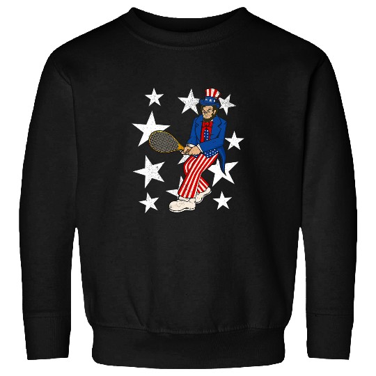 Sport Tennis Abraham Lincoln Playing Tennis Funny 4th of July Sweatshirts
