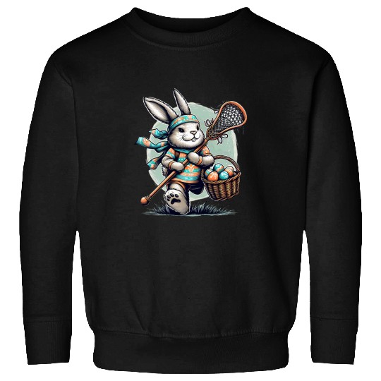 Sport Lacrosse Easter Rabbit Bunny Lacrosse Player Lax Stick Ball Fan Girls Sweatshirts