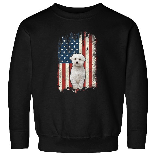 Bichon Pet Frise Distressed Bichon Frise American Flag Patriotic Sweatshirts