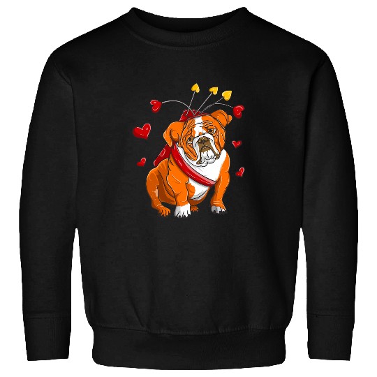 English Bulldog Pet Valentines Gifts for Kids Valentines Day Bulldog Cupid Sweatshirts
