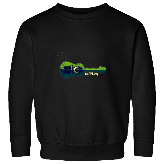 Funny Guitar Camping Camp Unplug Acoustic Guitar Forest Outdpor Camping Apparel Camper Sweatshirts