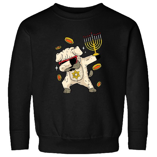 Pug Pet Dog Hanukkah Funny Pug Dabbings Chanukah Jewish Holiday Sweatshirts