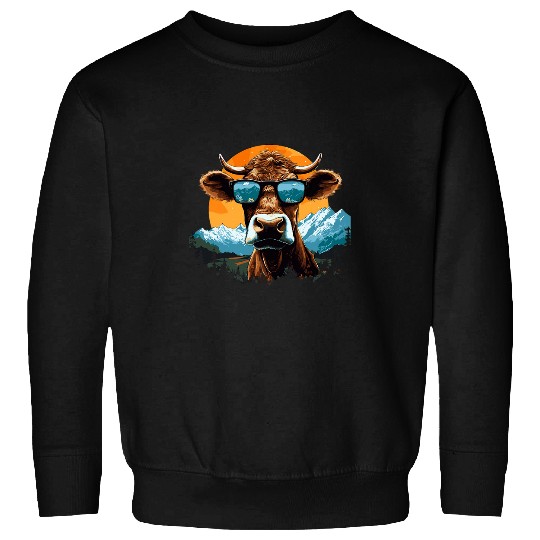 A Cow with Glasses in the Mountains 21 Sweatshirts