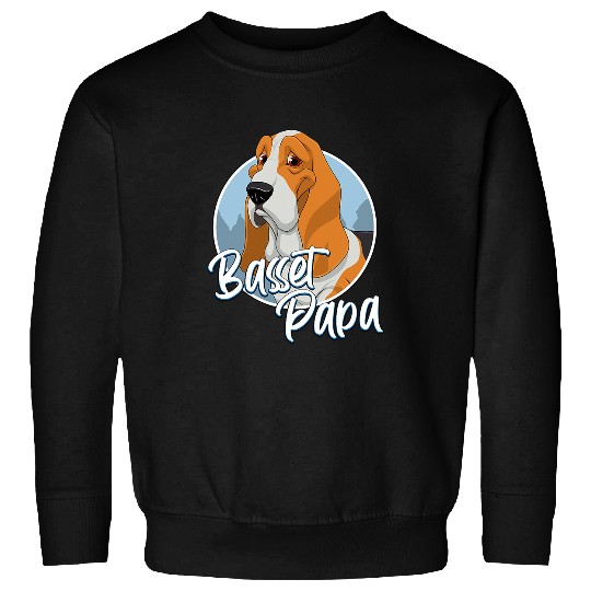 Basset Hound Pet Basset Papa with Comic Drawing Men Sweatshirts