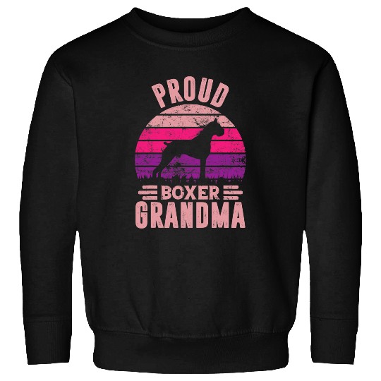 Boxer Pet Retro Vintage Proud Boxer Grandma Dog Lover Mothers Day Sweatshirts