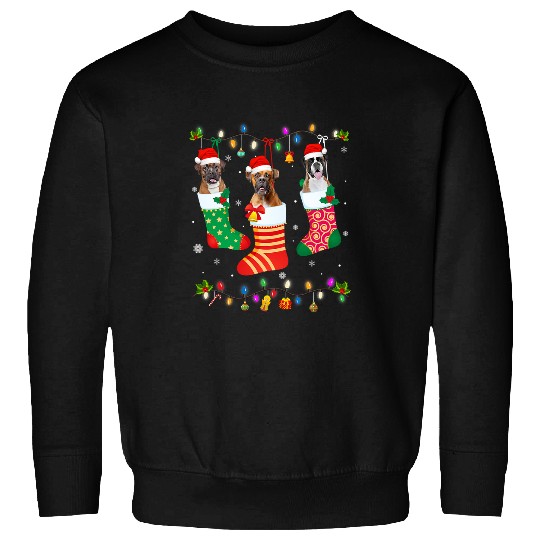 Boxer Pet Christmas Light Three Boxer In Christmas Sock 271 Sweatshirts