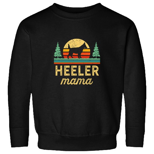 Heeler Pet Retro Red Blue Heeler Mom Gift Australain Cattle Dog Mama Sweatshirts