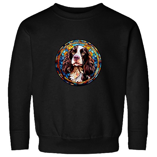 English Springer Spaniel Pet Dog Stained Glass Leadlight Sweatshirts