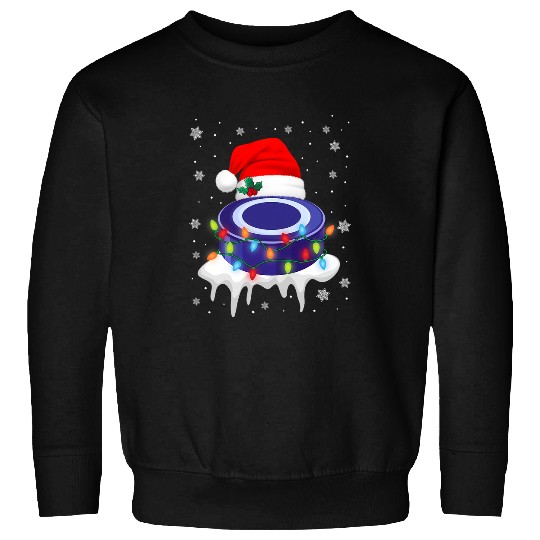 Sport Hockey Cute Christmas Hockey Santa Hat xmass Light Boys Girls Sweatshirts