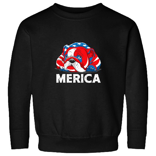 English Bulldog Pet Merica Red White And Blue Patriotic 42 Sweatshirts