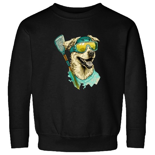 Sport Lacrosse Gift vintages Retro Dog Playing Lacrosse Lax Stick Puppy Lover 9 4 Sweatshirts
