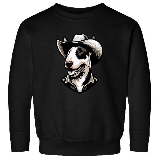 Bull Terrier Pet Howdy Cowboy Hat Bull Terrier Dog Puppy Lover Wild Western Sweatshirts
