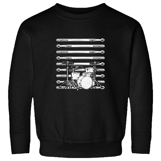 Funny Drummer Retro Graphic Drumset Drumming Musician Rock Band Sweatshirts