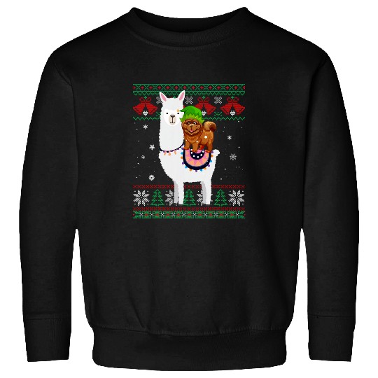 Chow Chow Pet riding Llama funny ugly Christmas Sweatshirts