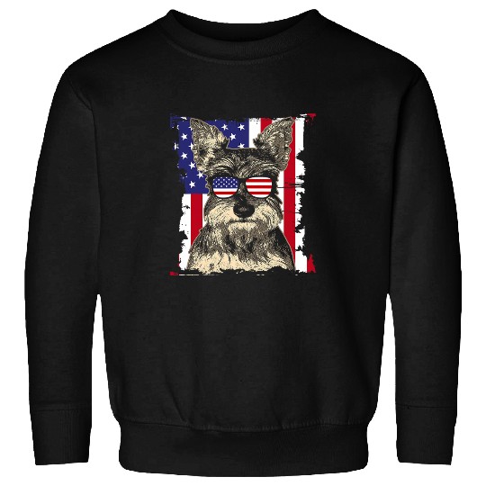 Schnauzer Pet USA Flag Schnauzer Dog Sunglasses 28 Sweatshirts