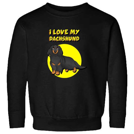 Dachshund Pet I Love My Black Tan Longhaired Sweatshirts