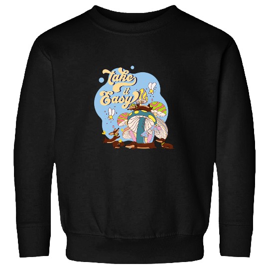 Dachshund Pet Take It Easy Retro Dachshund on Mushroom Groovy Wiener Dogs Sweatshirts
