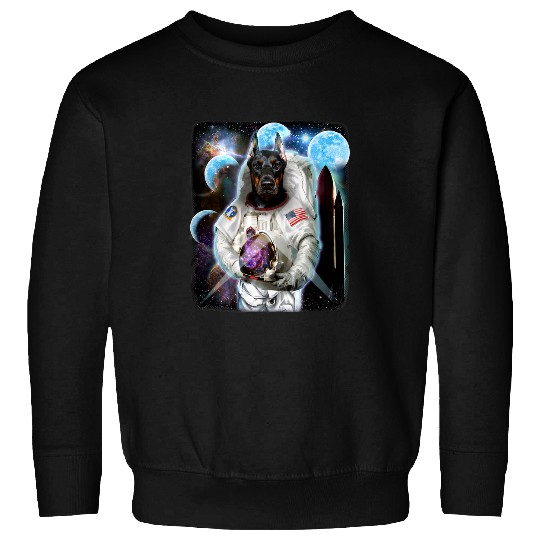 Doberman Pet Pinscher Dog as Astronaut Explore Space and Galaxy Sweatshirts