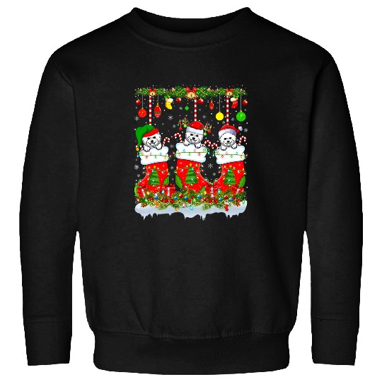 Bichon Pet Frise Funny Bichon Frise Dog In xmass Socks Lights Christmas Sweatshirts