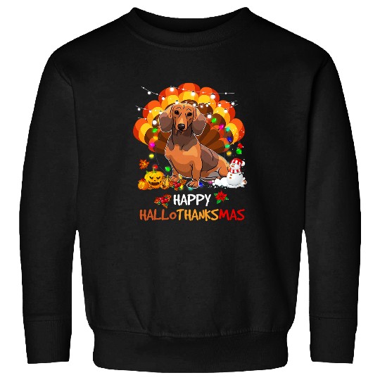 Dachshund Pet Happy Hallothanksmas Halloween Thanksgiving xmass 36 Sweatshirts