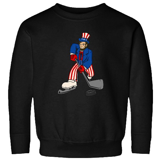 Sport Hockey Abraham Lincoln Playing Hockey Funny 4th of July Hockey 0 Sweatshirts