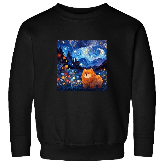 Chow Chow Pet Starry Night For Dog Mom Dog Dad Sweatshirts