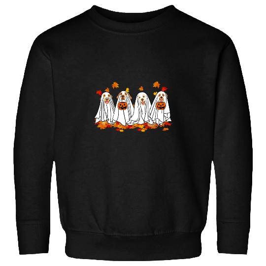 Golden Retriever Pet Halloween ghosts Dog Retro Spooky Season Sweatshirts