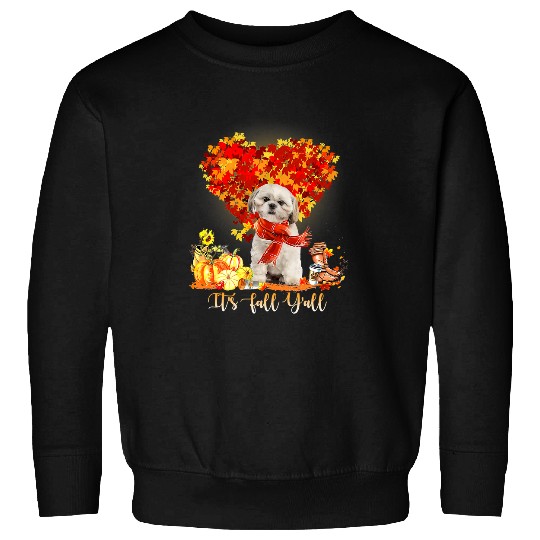 Shih Tzu Pet Its Fall Yall Shih Tzu Dog Lovers Thanksgiving Halloween 181 Sweatshirts