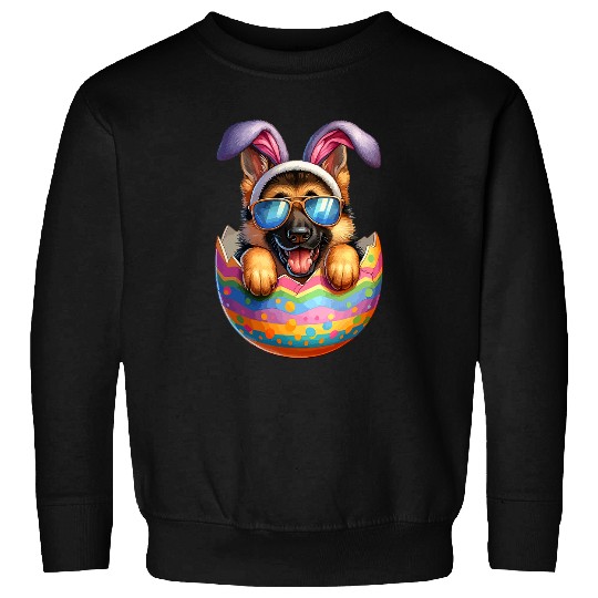 German Shepherd Pet Dog Lover Easter Egg Happy Easter Bunny Ears Sweatshirts