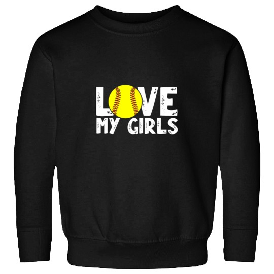 Sport Softball Fathers Day Cute Softball Mom And Dad Love My Girls 1 Sweatshirts