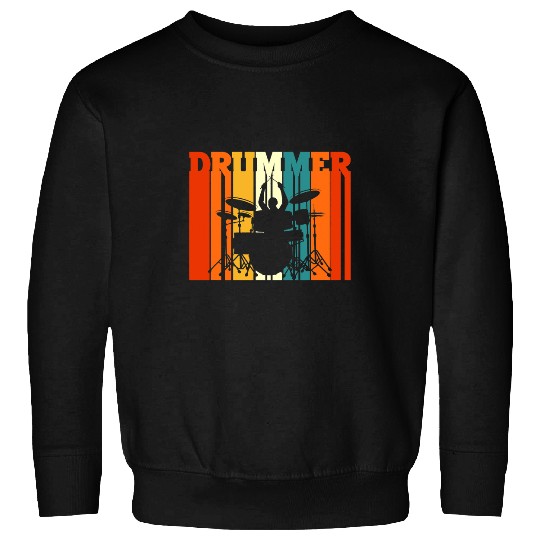 Funny Drummer Retro Graphic Drums Band Member Rock Music Sweatshirts