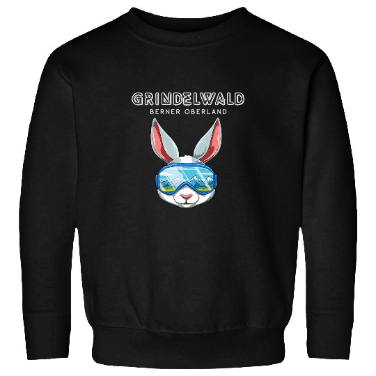 Bernese Mountain Pet Grindelwald Bernese Oberland Switzerland Retro Ski Bunny Sweatshirts