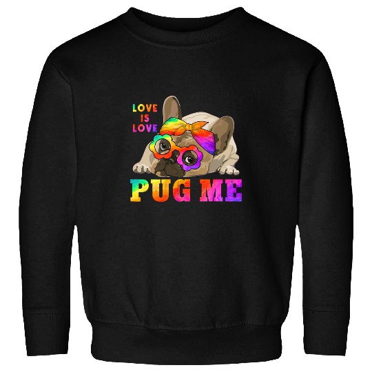 Pug Pet Cute LGBTQ Pride Pug Me Love Is Love Coming Out Day Pride Sweatshirts