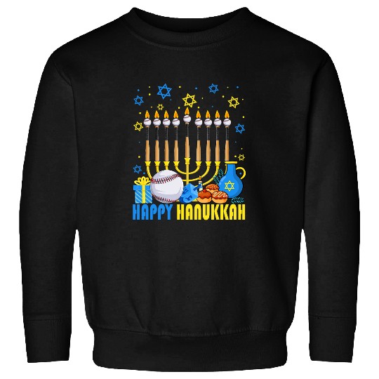 Sport Baseball Funny Baseball Balls Temple Menorah Chanukah Hanukkah Pajama Sweatshirts