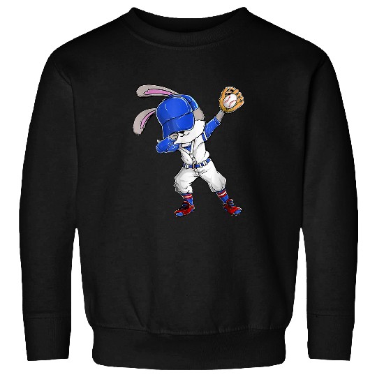 Sport Baseball Rabbits Dabbings Bunny Rabbit Baseball Catcher Happy Easter Day Sweatshirts