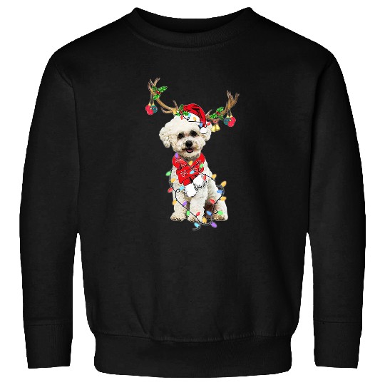 Bichon Pet Frise Funny Bichon Frise Reindeer Christmas Dogs Christmas Light Sweatshirts