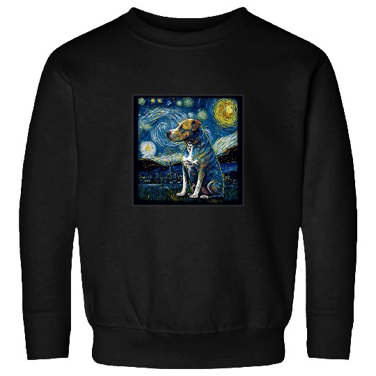 Pitbull Pet Surrealism Starry Night Pit Bull dog 1 69 Sweatshirts