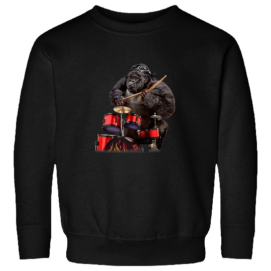 Funny Drummer Gorilla Playing Drum Rock n Roll Sweatshirts